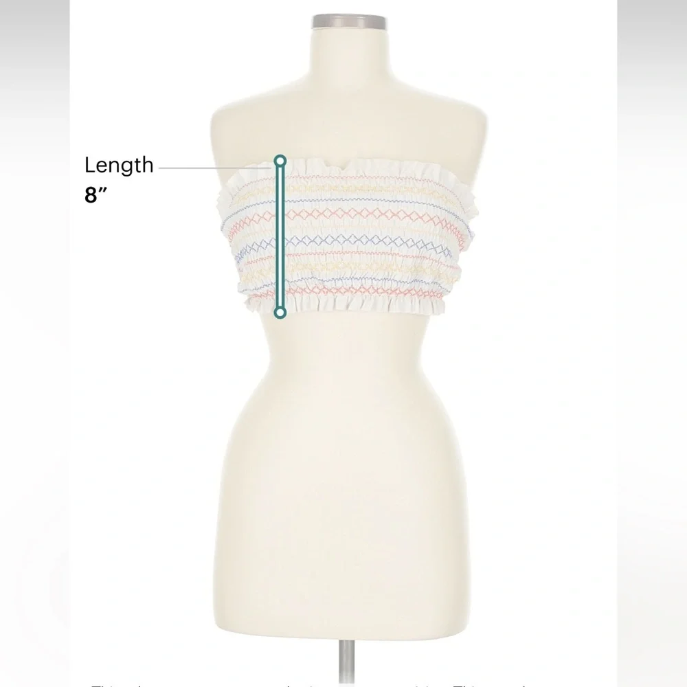 TORY BURCH Costa Smocked Bandeau Bikini Strapless Top in Cream